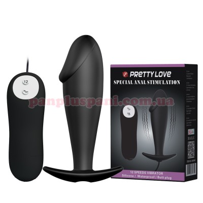 Анальна пробка Pretty Love Anal Stimulation BI-040040 з вібрацією, Ø3 см, вага 80 г