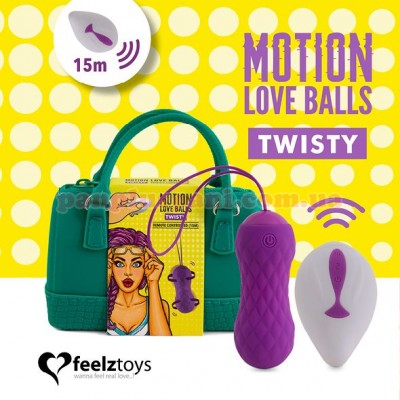 Вагінальні кульки FeelzToys Remote Controlled Motion Love Balls Twisty з вібрацією, масажем і пультом д/к, Ø3,2 см, вага 44 г