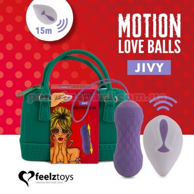 Вагінальні кульки FeelzToys Remote Controlled Motion Love Balls Jivy з вібрацією, рухом і пультом д/к, Ø3,2 см, вага 44 г