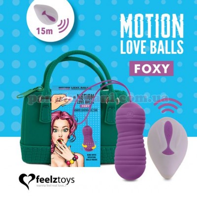 Вагінальні кульки FeelzToys Remote Controlled Motion Love Balls Foxy з обертанням, масажем і пультом д/к, Ø3,2 см, вага 44 г