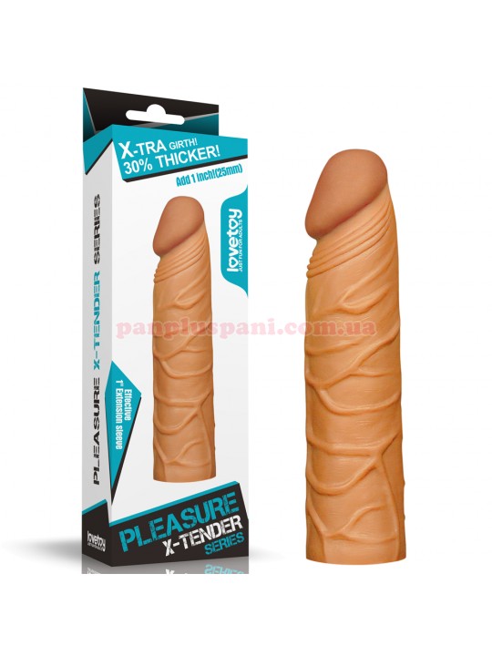 Насадка на член LoveToy Pleasure X-Tender Penis Sleeve LV1051 Brown, подовжує на 3 см