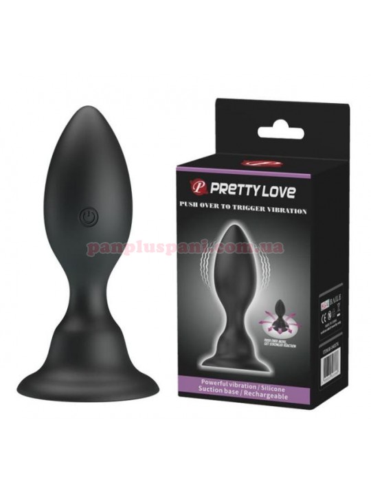 Анальна пробка Pretty Love Push Over To Trigger Vibration BI-040076 з вібрацією, Ø3.4 см, вага 66 г