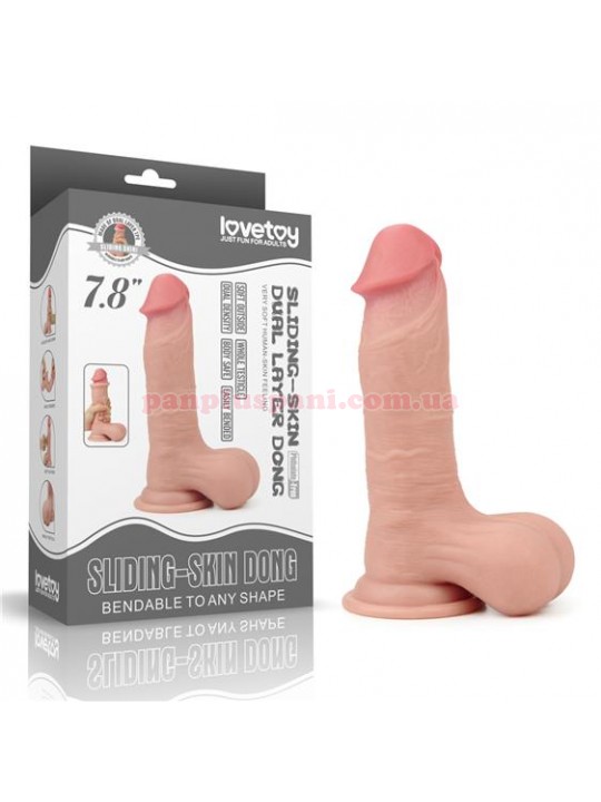 Фалоімітатор Sliding Skin Dual Layer Dong Whole Testicle LV317005 з мошонкою