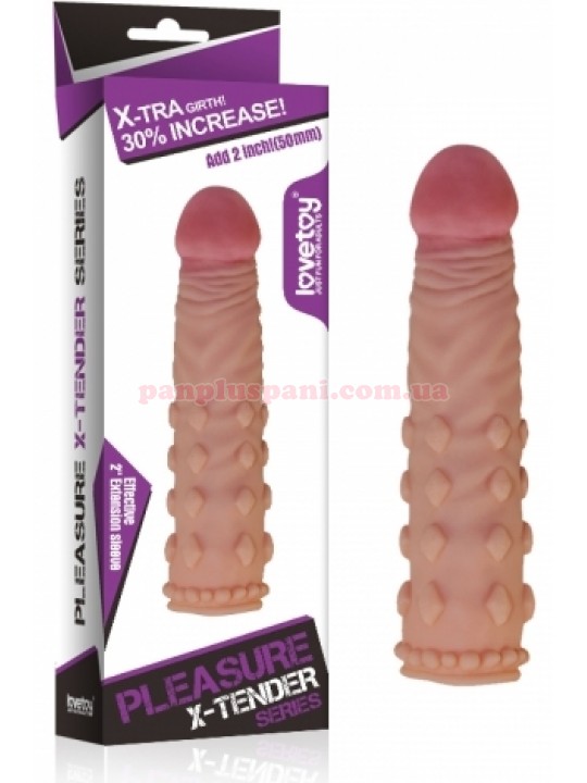 Насадка на член LoveToy Pleasure X-Tender Penis Sleeve LV1054, подовжує на 5 см