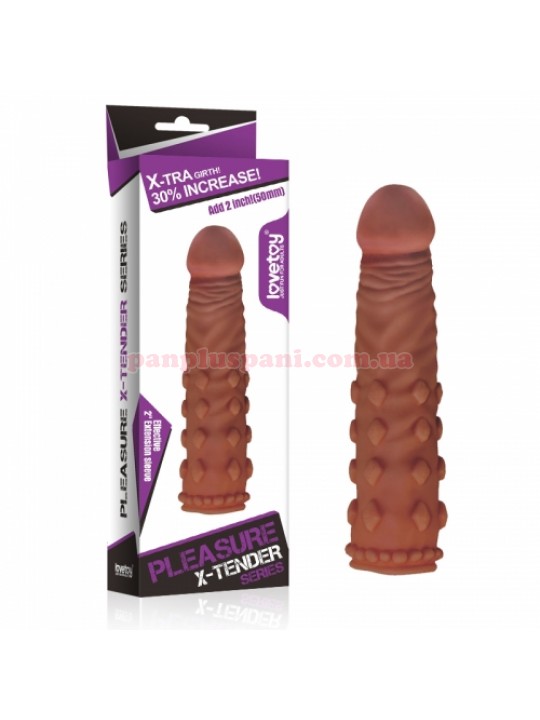 Насадка на член LoveToy Pleasure X-Tender Penis Sleeve LV1054 Brown, подовжує на 5 см