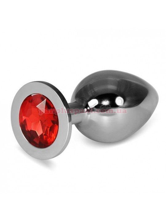 Анальна пробка Rosebud Classic Metal Plug L Silver/Red, Ø4 см, вага 267 г