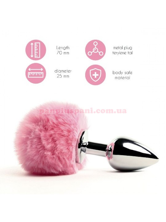 Анальна пробка FeelzToys Bunny Tails Butt Plug Pink, Ø2.5 см, вага 40 г