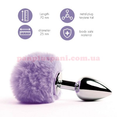Анальна пробка FeelzToys Bunny Tails Butt Plug Purple, Ø2.5 см, вага 40 г
