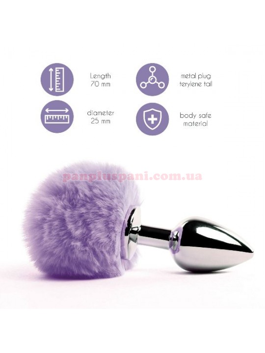 Анальна пробка FeelzToys Bunny Tails Butt Plug Purple, Ø2.5 см, вага 40 г