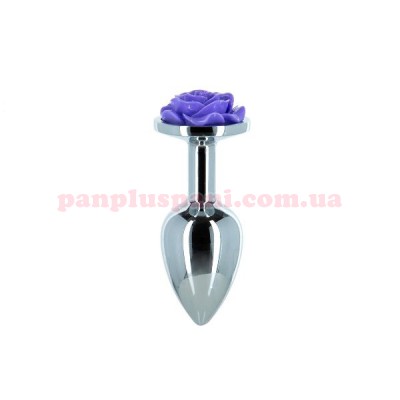 Анальна пробка Lux Active Rose Anal Plug Purple Ø2.8 см, вага 54 г, в комплекті з віброкулею