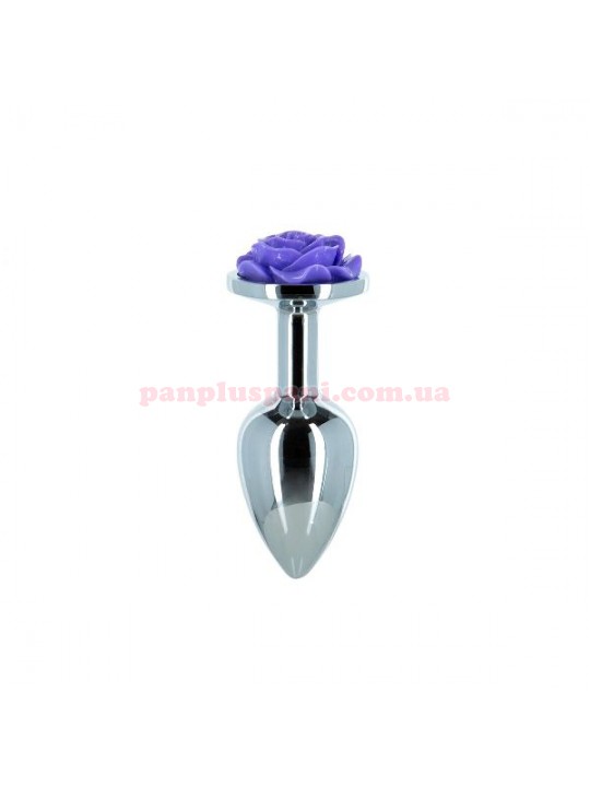 Анальна пробка Lux Active Rose Anal Plug Purple Ø2.8 см, вага 54 г, в комплекті з віброкулею