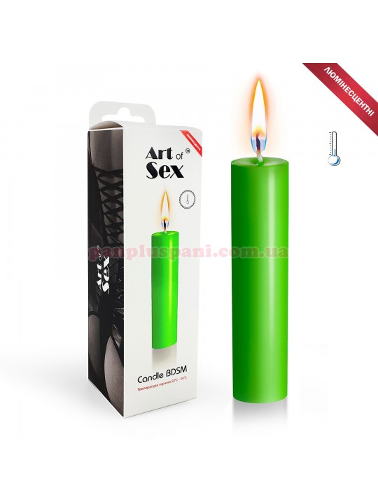 Свічка низькотемпературна БДСМ Art of Sex Candle M люмінесцентна зелена, 15 см