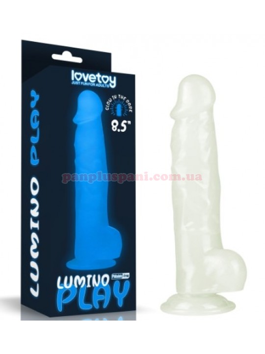 Фалоімітатор Lumino Play Dildo LV319022 з мошонкою, світиться у темряві