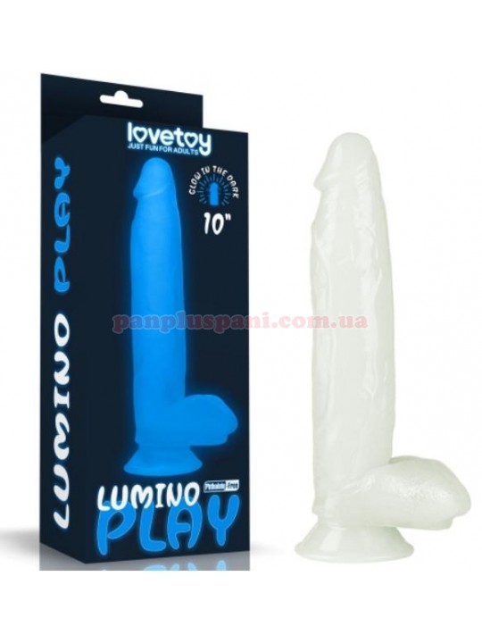 Фалоімітатор Lumino Play Dildo LV319023 з мошонкою, світиться у темряві