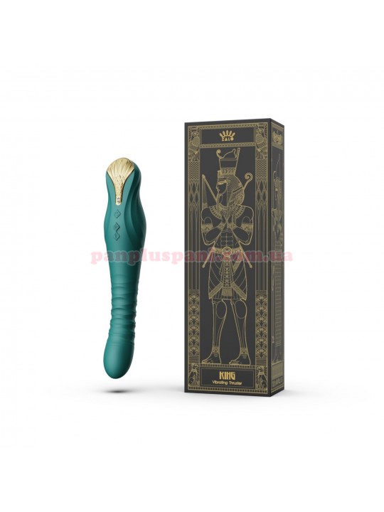 Вібратор-пульсатор Zalo King Turquoise Green з кристалом Swarovski, смарт
