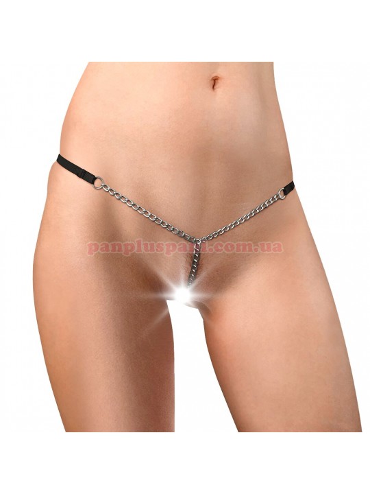 Трусики жіночі Art of Sex Villa Silver XS-M з ланцюжком, чорні