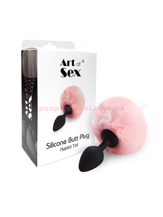 Анальна пробка Art of Sex Silicone Bunny Tails Butt plug M, рожева, Ø3.5 см