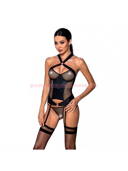 Корсет Passion Amanda Corset black XXL/XXXL з трусиками