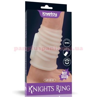 Насадка на член LoveToy Vibrating Spiral Knights Ring LV343111 White з вібрацією