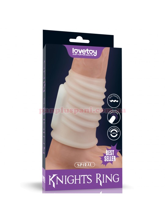Насадка на член LoveToy Vibrating Spiral Knights Ring LV343111 White з вібрацією