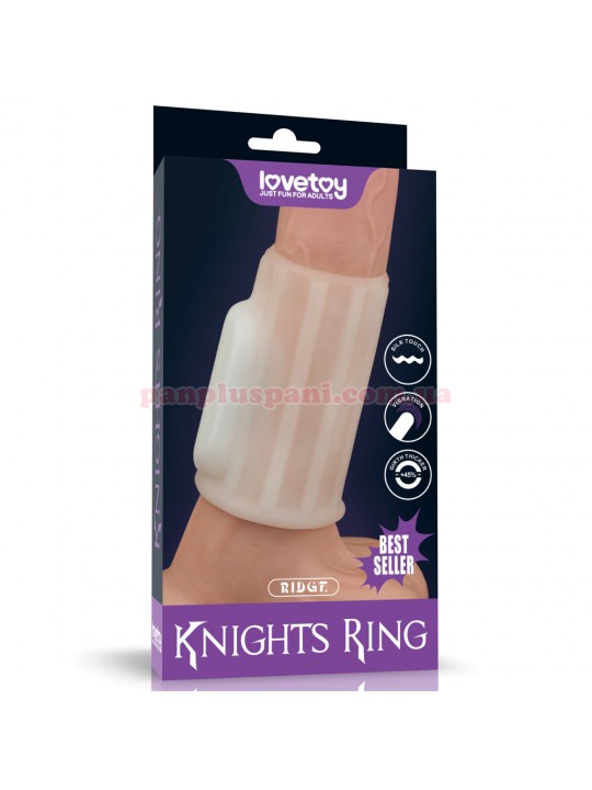 Насадка на член LoveToy Vibrating Ridge Knights Ring LV343113 White з вібрацією