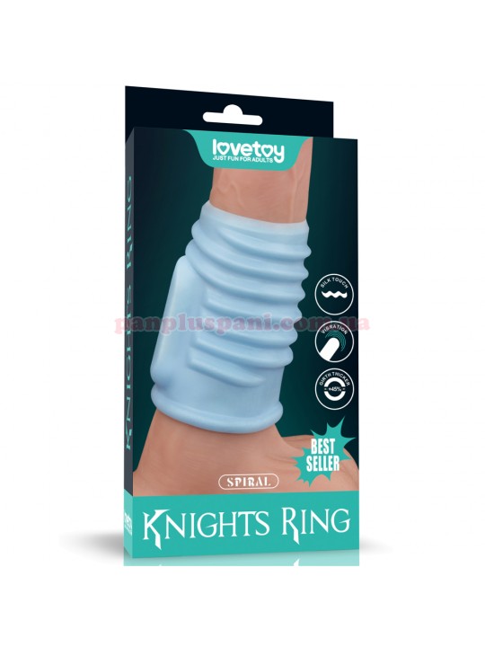 Насадка на член LoveToy Vibrating Spiral Knights Ring LV343121 Blue з вібрацією