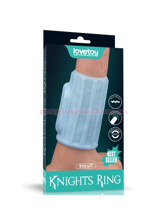 Насадка на член LoveToy Vibrating Ridge Knights Ring LV343123 Blue з вібрацією