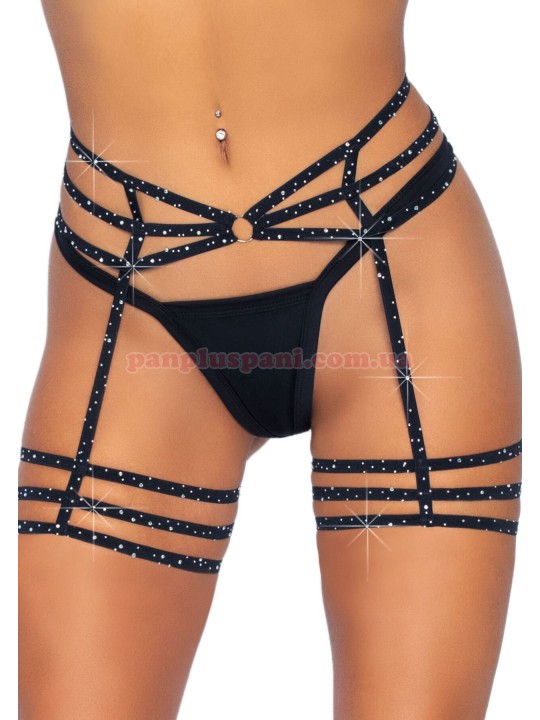 Гартери Leg Avenue Rhinestone black OS