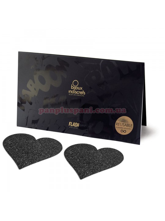 Наліпки на соски Bijoux Indiscrets Flash Heart Black