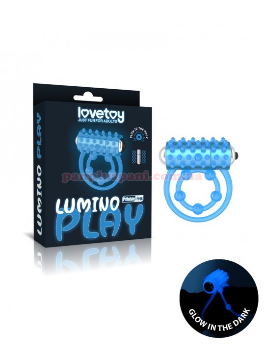 Ерекційне кільце LoveToy Lumino Play LV343216 з вібрацією, світиться у темряві