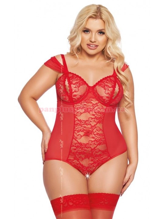 Боді SoftLine Dora Plus Size червоне XXXL