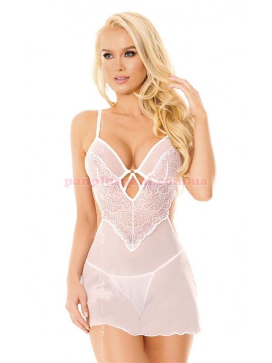 Пеньюар SoftLine Adela білий S/M з трусиками
