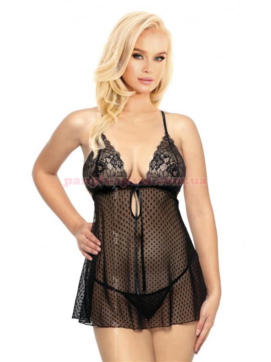 Пеньюар SoftLine Audrey чорний M/L з трусиками