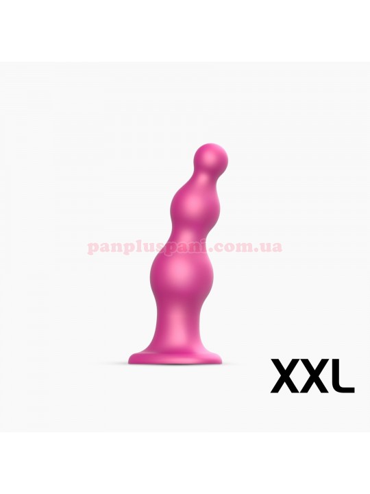 Анальний стимулятор Strap-On-Me Dildo Plug Beads Metallic Pink XXL