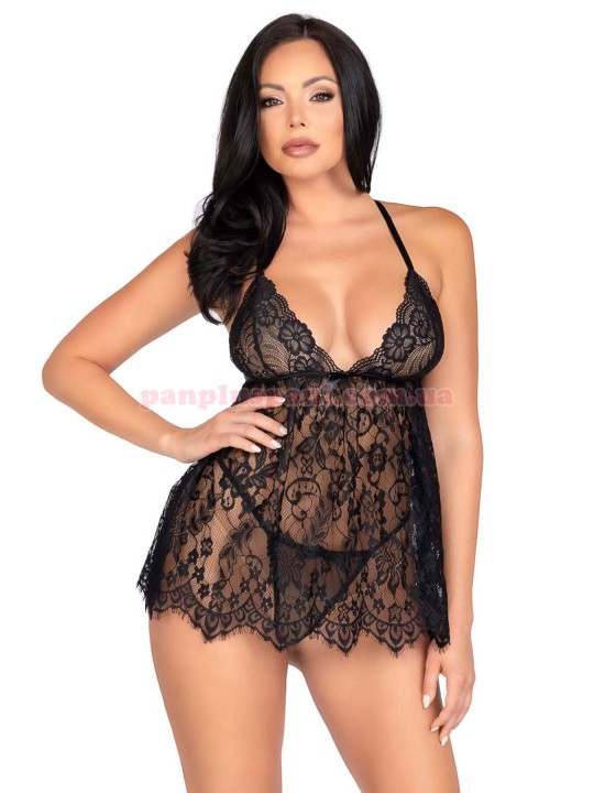 Пеньюар Leg Avenue Floral black L з трусиками