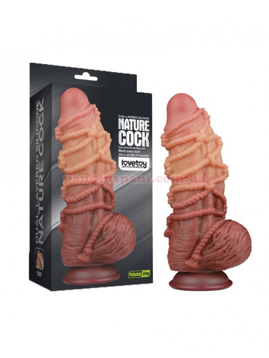 Фалоімітатор Dual layered Platinum Silicone Cock with Rope LV411071 з мошонкою