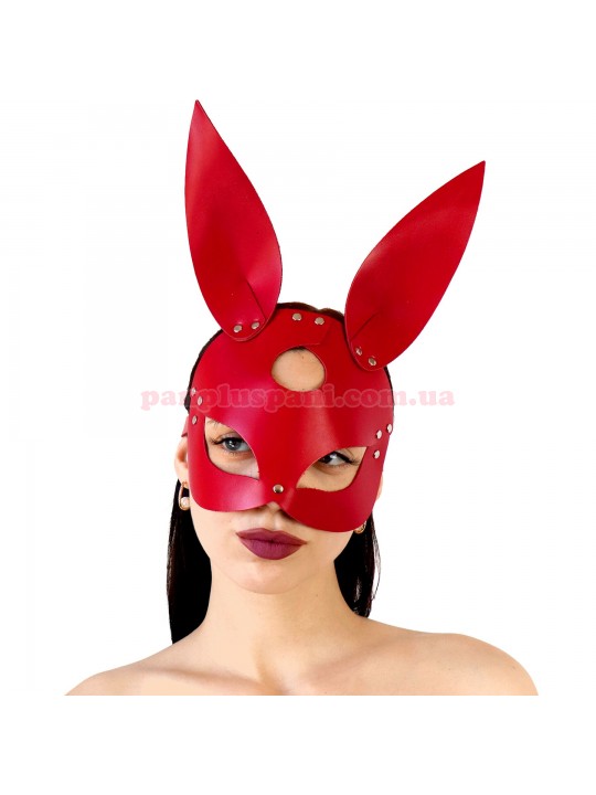Маска зайчика Art of Sex Bunny mask червона з натуральної шкіри