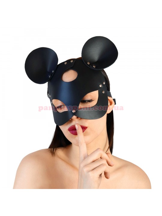 Маска мишки Art of Sex Mouse Mask чорна з натуральної шкіри