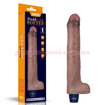 Вібратор Reel Softee Rechargeable Silicone Vibrating Dildo LV430223 з мошонкою