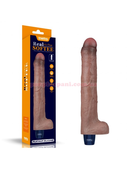 Вібратор Reel Softee Rechargeable Silicone Vibrating Dildo LV430223 з мошонкою