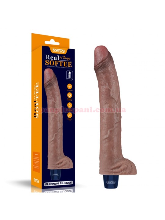 Вібратор Reel Softee Rechargeable Silicone Vibrating Dildo LV430224 з мошонкою