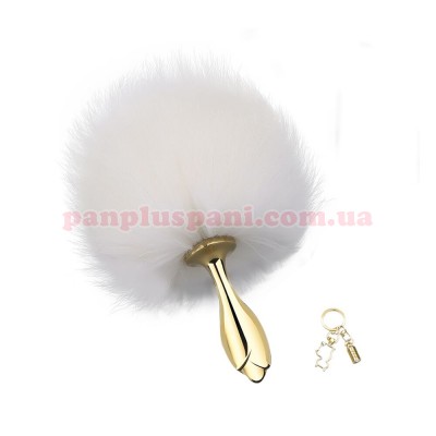 Анальна пробка Lockink Sevanda Bunny Tail Rose White, Ø3 см, вага 139 г
