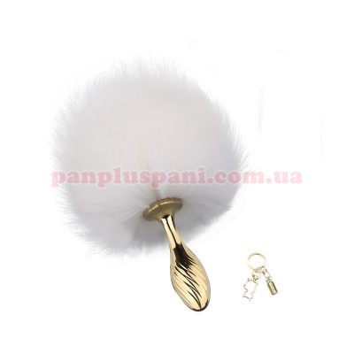 Анальна пробка Lockink Sevanda Bunny Tail Pearl White, Ø2.3 см, вага 147 г