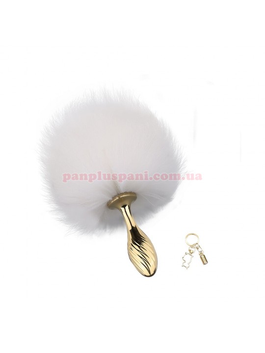 Анальна пробка Lockink Sevanda Bunny Tail Pearl White, Ø2.3 см, вага 147 г