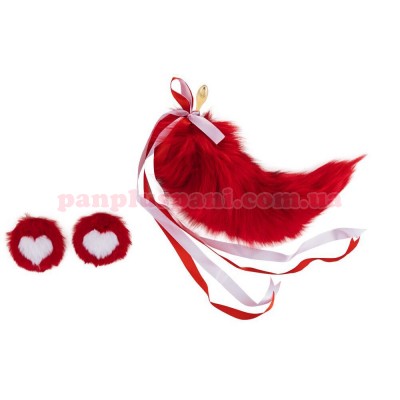 Анальна пробка Lockink Sevanda Fox Tail Pear Red, Ø2.3 см, вага 256 г