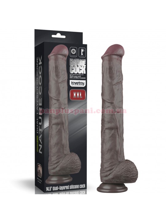 Фалоімітатор Dual layered Bendable Silicone Cock XXL Black LV411311 з мошонкою