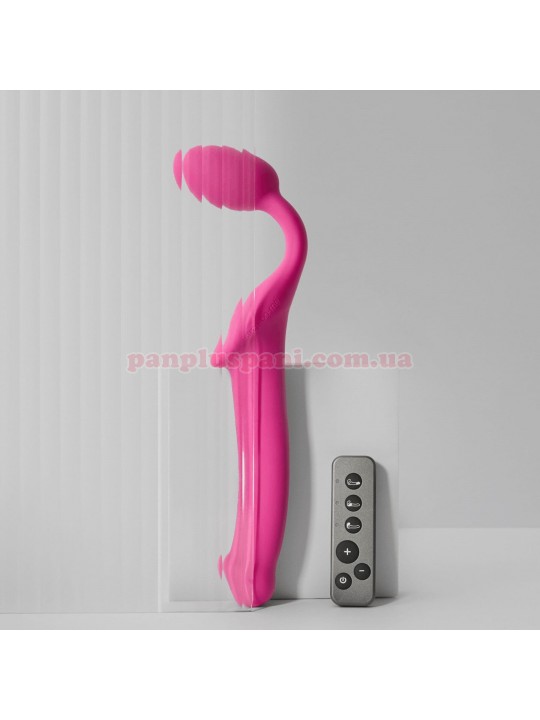 Страпон Strap-On-Me Vibrating Fuchsia XL з вібрацією та пультом д/к