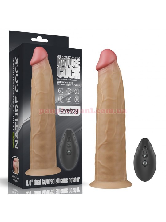 Вібратор Dual Layered Platinum Silicone Rotator LV410211 з ротацією і пультом д/к