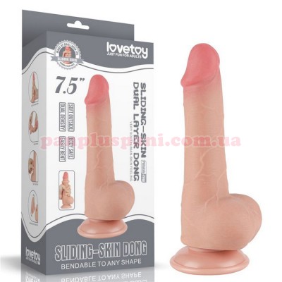 Фалоімітатор Sliding Skin Dual Layer Dong LV317203 з мошонкою