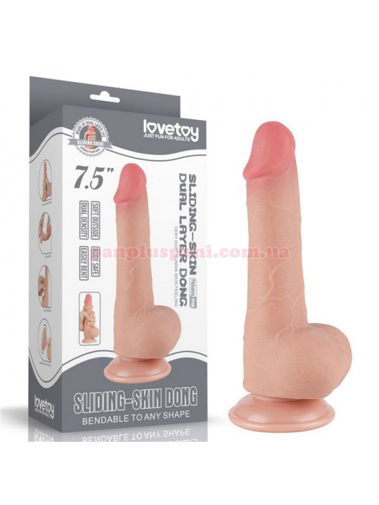 Фалоімітатор Sliding Skin Dual Layer Dong LV317203 з мошонкою